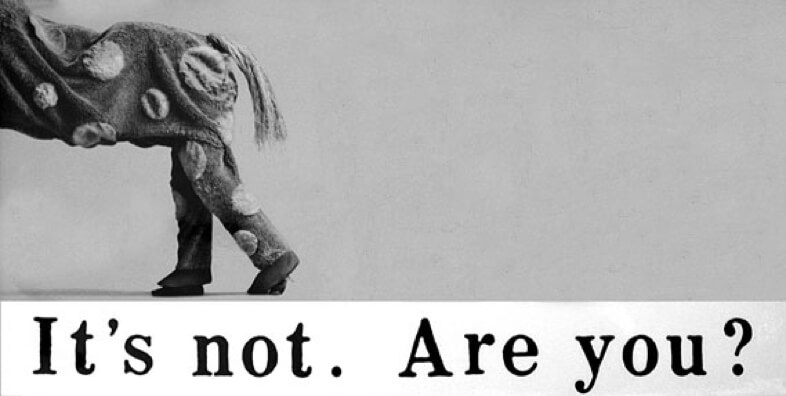 Legs of a pantohorse and the caption: It's not. Are you?